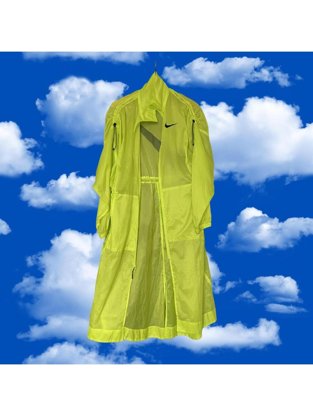 Nike Neon Yellow Lightweight Mesh Trench Coat Jacket Size XS - Picture 2 of 7